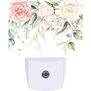 Night Light Vivid Flowers Plug-in Wall LED Night Lamp with Dusk-to-Dawn Smart Sensor Lamp for Adult Bedroom Living Room Hallway Kitchen