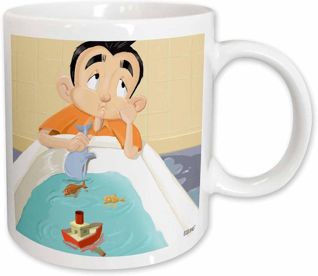 3dRose Kikeo with a Whale Toy is Sad Ceramic Mug, 11-Ounce