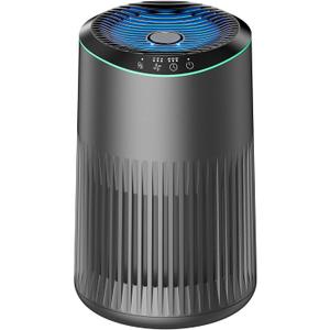 Air Purifiers for Home, 23dB Quiet with Sleep Mode, Fragrance Sponge, Blue Ambient Light for Smoke, Dander & Odors, Ideal for Bedroom Office, Grey