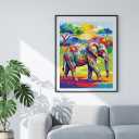 Paint by Numbers for Adults - Vibrant Pop Art Animals - Colorful DIY Acrylic Painting Kits - Psychedelic Lion, Hipster Cat, Boho Elephant & Sea Turtle - Modern Abstract Wall Decor - 16"x20" (Elephant)