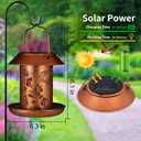 Solar Bird Feeder for Outdoors Hummingbird Solar Lanterns Metal Waterproof Outside Wild Bird Feeders Birthday Gifts for Women Mom Grandma Outdoor Hanging Garden Decor Lights for Yard, Patio