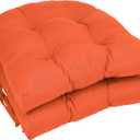Blazing Needles Solid Twill U-Shaped Tufted Chair Cushions (Set of 2), 16", Tangerine Dream
