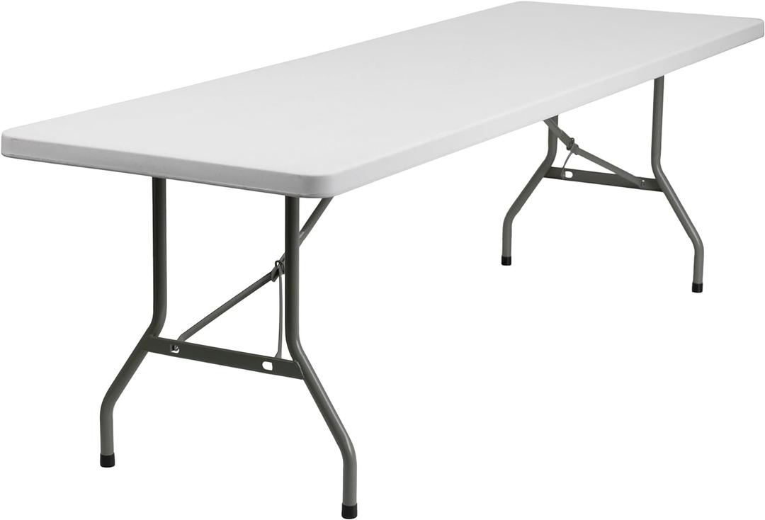 Flash Furniture Elon 8' Rectangular All-Occasion Plastic Folding Event Table, Foldable Portable Banquet Table for Indoor/Outdoor Events, White
