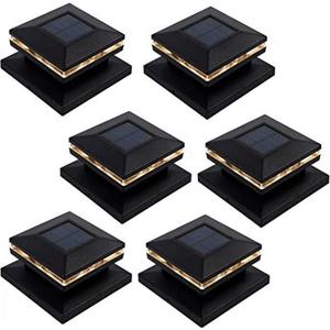 MAGGIFT 6 Pack Solar Post Lights, 15 Lumen Outdoor Post Cap Light for Fence Deck or Patio, Solar Powered Caps, Warm White High Brightness SMD LED Lighting, Lamp Fits 4x4, 5x5 or 6x6 Wooden Posts