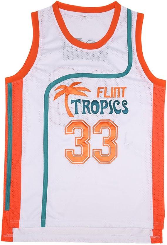 BOROLIN Mens Basketball Jersey #33 Jackie Moon Flint Tropics 90s Movie Shirts, Size M