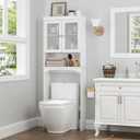 Spirich Over The Toilet Storage Cabinet, Above Toilet Storage Cabinet with Glass Doors, Behind Toilet Bathroom Organizer, White, Small