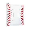 Baseball Sports Light Switch Cover Decorative 2 Gang Double Toggle Cool Red White Wall Plate Outlet Covers Electrical Switchplate for Bathroom Bedroom Decor 5 * 4.9