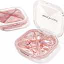 1 Pack Small Pink Pill Organizer, 4 Compartments, Compact Stylish Cute Travel Pill Box Holder Daily Medicine Pill Case Container, Portable to Store Vitamins, Medication and Supplements