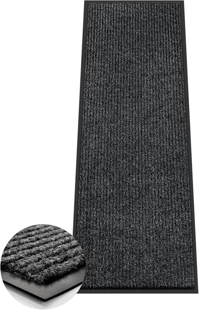 Azadx 2'x6' Indoor Outdoor Door Mat Heavy Duty Front Door Mat Ultra Absorbent Muddy Dirt Resist Welcome Door Mats Non-Slip Backing Entrance Mat for Home Commercial Outdoor Entrance Floor Mat (Dark Grey)