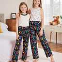 HONGTEYA Girls Christmas Pants with Pockets Soft Long Loose Kids Plaid Bottom Indoor Outdoor Xmas Holiday 8-14 Years (Blue)