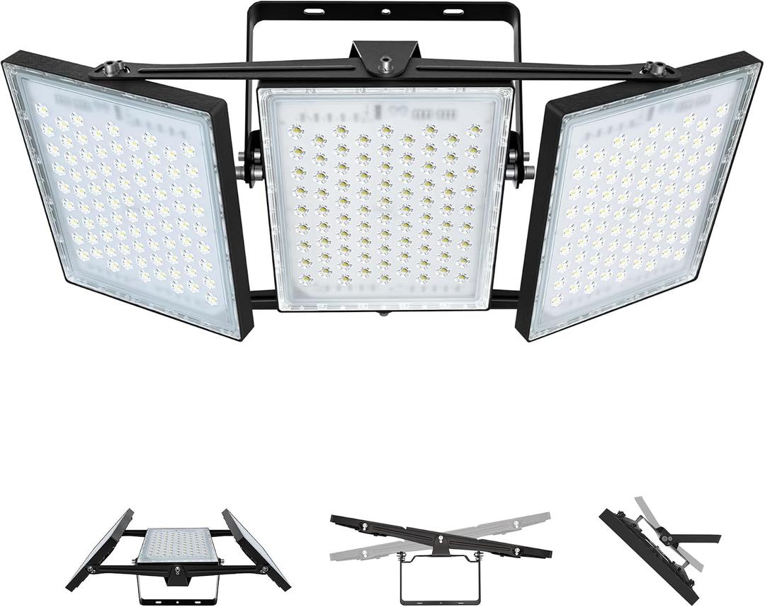 LED Flood Light Outdoor, STASUN 750W 75000lm 6000K Daylight White IP66 Waterproof, Commercial Parking Lot Light,3 Heads for Yard Street Stadium House Floodlight Bright Security Lights for Outdoor Area
