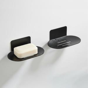 Soap Holders for Shower, Adhesive Shower Soap Holder, Stainless Steel Black Soap Bar Holder, No Drilled Soap Dishes for Wall, Bathroom, Kitchen Sink (Matte Black 2 Pcs)