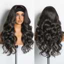 Body Wave Headband Wig Human Hair for Black Women Headband Wigs Glueless Wear and Go Non Lace Wig Brazilian Virgin Hair New Upgraded Breathable Sweat Wicking Headband 180% Density Headband Wig(28in)