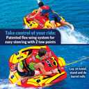 WOW Sports Take Control of the Ride 1 or 2 Person Inflatable Steerable Tube For Boating, 19-1090, One