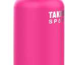 Takeya Sports Water Bottle with Spout Lid - Bottle with Triple Stainless Steel Insulation - Dishwasher Safe & BPA-Free - Bottle with Ice-Blocking Spout Lid & Removable Bumper - 32 oz, Pink Sweep