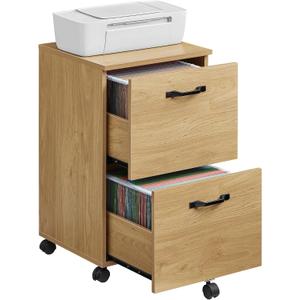 VASAGLE 2-Drawer File Cabinet, Small Rolling Filing Cabinet for Home Office, Printer Stand, for A4, Letter-Size Documents, 15.7 x 16.5 x 27.6 Inches, Straw Yellow UOFC040Y70