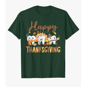 Funny Teeth Thanksgiving Dentist Turkey Dental Squad Gift T-Shirt Size L