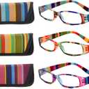Eyekepper 4 Pairs Reading Glasses for Women Reading Striped Pattern Stylish Reading Eyeglasses