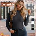 4 Pack Women's Plus Size Mock Turtleneck Tops Thermal Fleece Ribbed Long Sleeve Cotton Fitted Shirts Layer Sweater (5X-Large, Navy Blue, White, Dark Gray, Black)