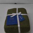 Bedsure 100% Cotton Blanket Twin XL Size for Bed - Breathable and Soft, Waffle Weave Blanket for Summer Spring, Olive Green, 66x90 inches