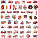 4 x Fire Truck Stickers, Gift for Kids Teen, Cute Waterproof Vinyl Decals for Travel Luggage Suitcase Laptop Water Bottle Skateboard Bike Helmet Guitar Scrapbook Diary Toy Phone Pad [50 PCS]