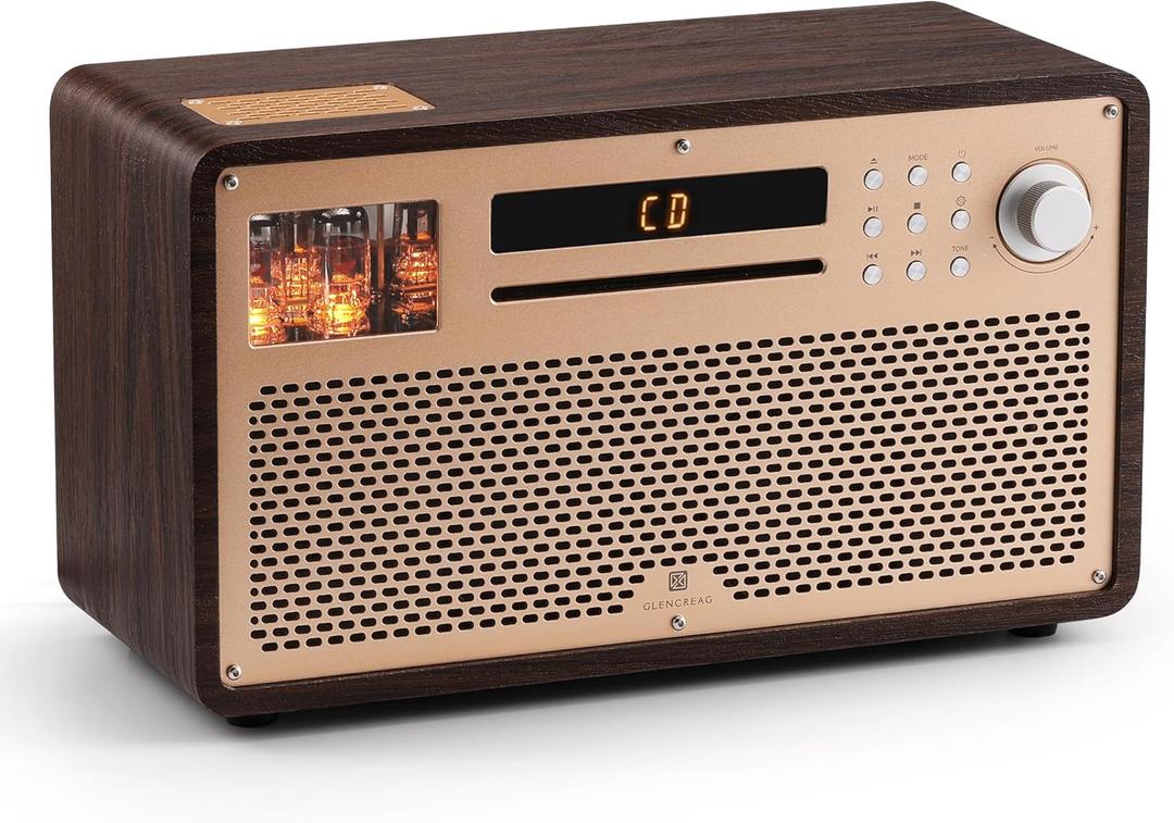 VTS01 HiFi Vacuum Tube Speaker Amplifier with ECC82 Tubes  CD/FM/BT/USB/RCA/Optical/Coaxial Inputs | Custom Sound Tuning & Remote Control