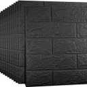 20 PCS Black 3D Wall Panels, 29 sq.feet Coverage Printable Wallpaper Sticker with Self-Adhesive Waterproof Brick PE Foam Wall Panels Peel and Stick for Interior Wall Decor, Home Decoration