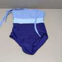 Girls Swimsuit One Piece Casual Color-Block Adjustable Straps Girls Bathing Suit Swimwear 9-16T (11-12 Years, Blue 4)