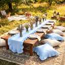 Tegeme Blue Ruffled Table Runner 12''x71'' Cotton Ruffle Scalloped Tables Runner Spring Farmhouse Blue Ruffle Tablecloth for Home Kitchen Dinner Party Table Decorations