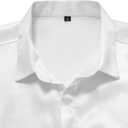 Mens Luxury Brand Print Silk Satin Design Button Down Dress Shirt (White, XL)