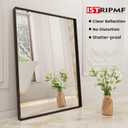 Black Bathroom Mirror, 24x28 inch Black Metal Vanity Mirror, Tempered Glass, Square Corner, Farmhouse, Entryway, Wall Mounted Rectangle Mirror(Vertical/Horizontal)