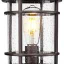 Emliviar Dusk to Dawn Outdoor Post Light, 14.9" Exterior Pillar Lantern with Seeded Glass, Outside Pole Light Fixture for Pathway, Patio, Garden, Oil Rubbed Finish, XE229P PC ORB