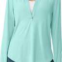 G4Free Lightbreeze Womens UPF 50+ Long Sleeve Sun Shirts Half Zip Pullover (Blue, XS)