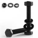 1/4-20 x 5 Hex Head Screws Bolts,Hex Nuts,Flat & Lock Washers,304 Stainless Steel 18-8,Black Zinc Plated,Fully Threaded(12 Sets)