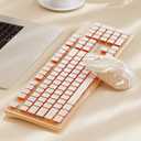 EWEADN V3 Wireless Keyboard and Mouse with Single Backlit, Metal Panel, Bluetooth/2.4G Rechargeable Computer Keyboard and Mouse Combo Silent Lighted Full Size Cute Keyboards-Rose Pink