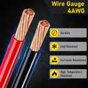 24FT Quick Disconnect Winch Power Cable, 4 Gauge 4 AWG Copper Wiring, Heavy Duty Quick Disconnect Cables with Quick Connect Plugs, for a Wide Range of Winching Applications