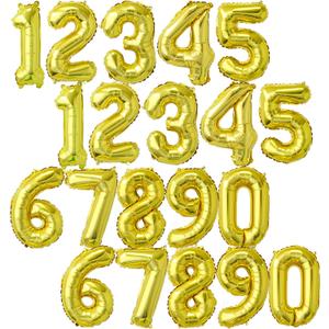 4 x 20 Pcs 16 Inch Number Gold Foil Balloons, 2 Sets of 0-9, Mylar Metallic Balloons Banner Alphabet for Graduation New Year eve Birthday Party Decorations