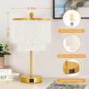 Lovlast Boho Lamp for Bedroom, 3-Way Dimmable Bedside Touch Lamp with USB Charging Port, Gold Table Lamp, Fringe Boho Table Lamp for Living Room, Teens Room, Dresser, Nightstand, LED Bulb Included