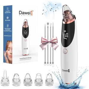 Blackhead Remover Pore Vacuum for Face and Nose, Facial Pore Cleanser with 3 Suction Levels, 5 Replaceable Tips, USB Rechargeable Tool for Blackheads and WhiteheadsWhite