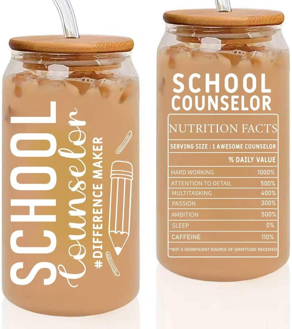 School Counselor Gifts, Counselor Appreciation Gift, School Counselor Week gifts, Counselor Gifts for Women Men, School Counselor Office Must Haves Glass Cup 16 OZ