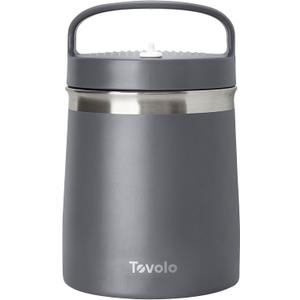Tovolo Insulated Food Container 2 Quart Food Traveler Thermos for Hot Food and Cold Food Stainless Steel Double Wall Vacuum Insulated Spill Proof Airtight Lid Dishwasher Safe BPA Free Charcoal Gray