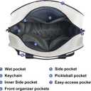 LAKE OF FIRE Pickleball Bag for Women Men,Stylish Nylon Water-Resistant Pickleball Paddle Bag Large Capacity Crossbody Bags (Off-white 3 Piece Set)