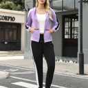 Marvmys Women's 2 Piece Tracksuit Set Full Zip-Up Hoddie Sweatsuits Color Block Jogging Suits with Pockets (Purple)