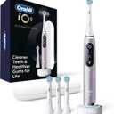 Oral-B iO Series 9 Limited Rechargeable Rose Quartz Electric Toothbrush with (2) Ultimate Clean and (1) Gentle Care Replacement Brush Heads, White, Travel Case-White and Charger