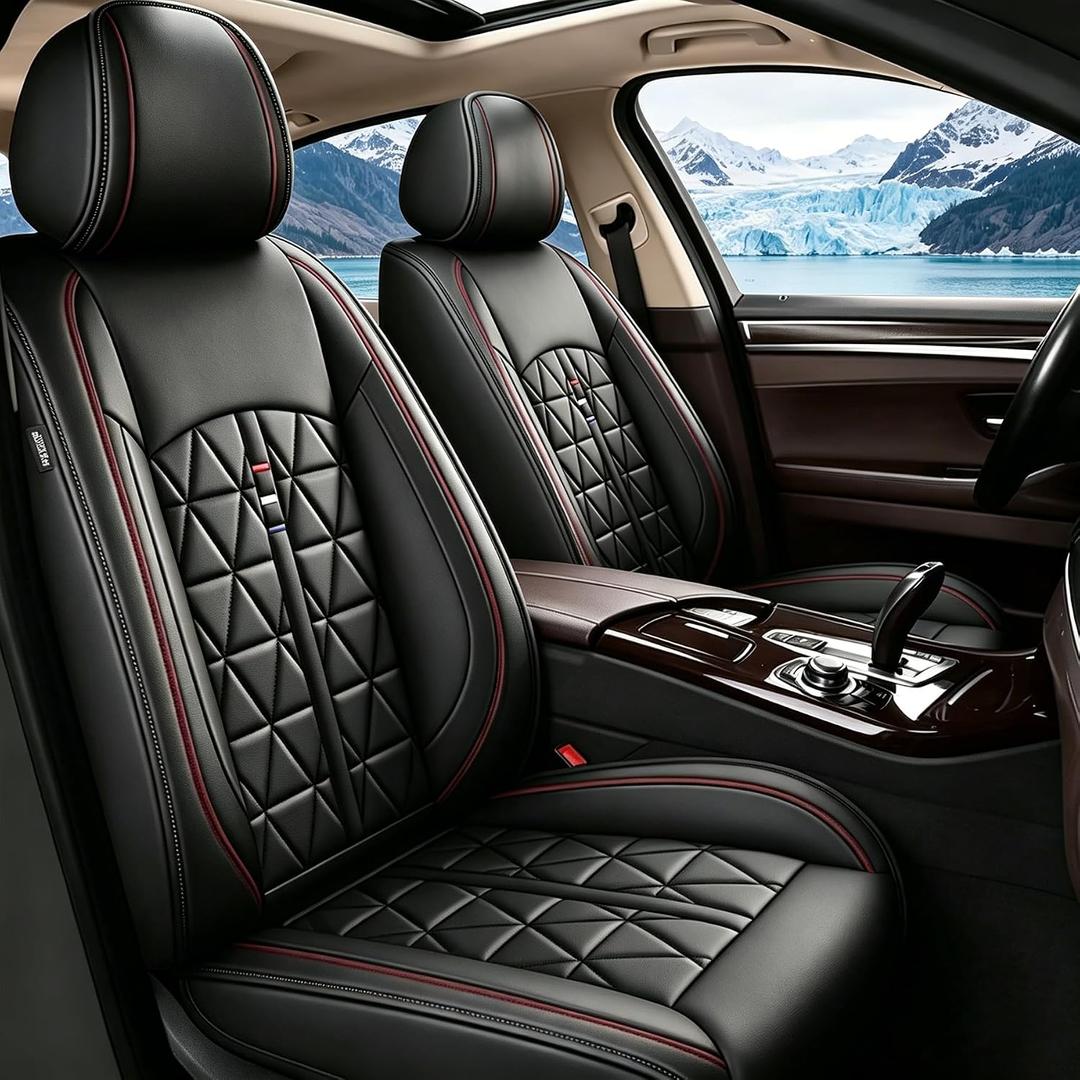 DISUTOGO Front Seat Covers for Mazda CX-5 2013-2023 2024 2025 2026: Car Seat Covers Leather Waterproof Automotive Seat Covers Car Seat Cushion (Black,Only Front 2 Seats)