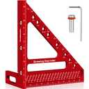 Large Carpenter Square 6.5''x5.79''Protractor Ruler with 3D Multi-Angle Measuring and Scribing Features with Anti-Lost Pin for Accurate Woodworking & Construction (Red)