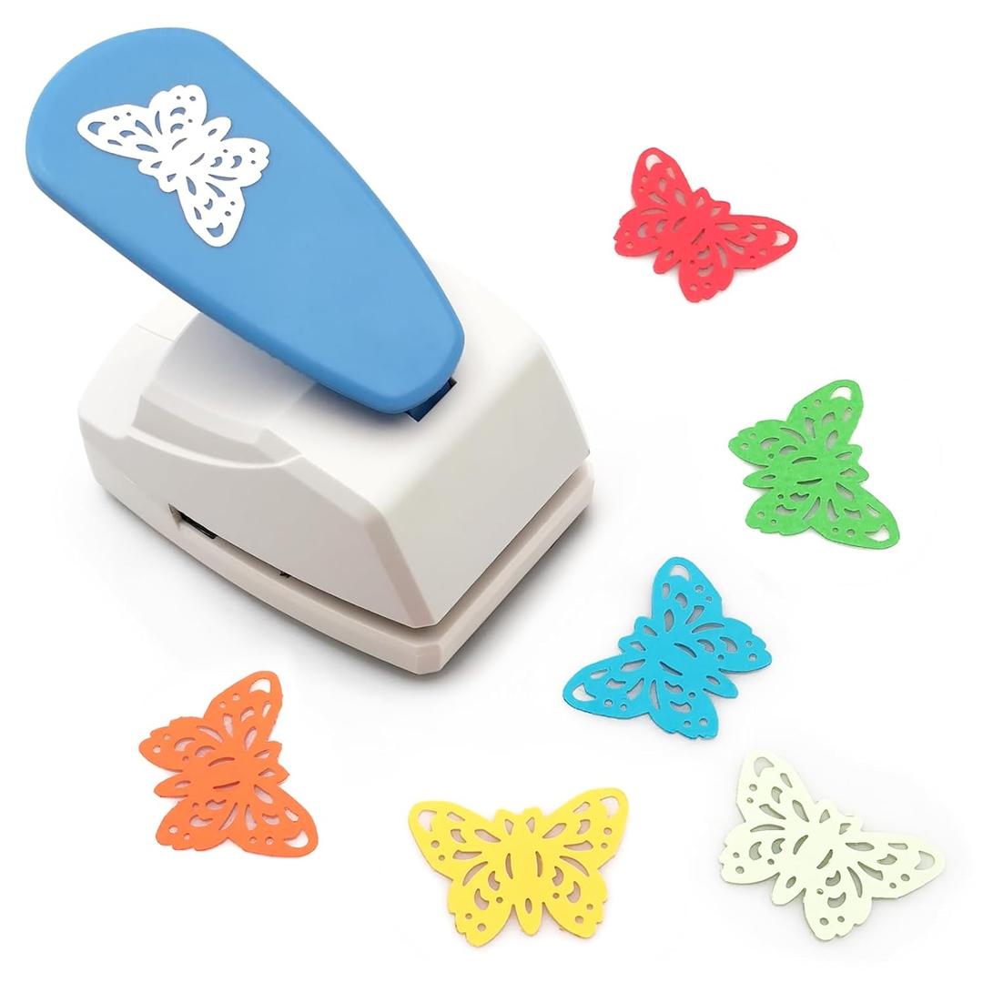 Craft Punch - 1-3/4'' Butterfly Shapes Punch for Crafting on Multiple Paper Types (Random Color - Butterfly)
