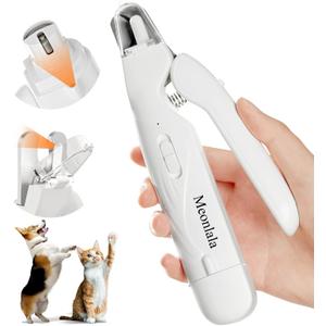 2-in-1 Dog Nail Clippers & Dog Nail Grinder with 2 LED Lights, Ultra-Quiet, USB Rechargeable, Multiple Grinding Methods, and Splash Guard for Small, Medium, and Large Dogs & Cats (White)