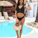 GRAPENT Bikini Tops for Women Cropped StrapCore Tankini Tops Beach Padded Knot Twist Cut Out Adjustable Swimwear Top Only (Black, L)