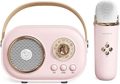 Mini Karaoke Machine,Karaoke Machine for Kids and Adults,Cute Karaoke with Microphone Set,Portable Bluetooth Speaker with Microphone,Retro Handheld Style for Family Party Meeting Singing (Pink)